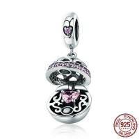 Thailand Sterling Silver European Pendant without troll & with cubic zirconia Sold By PC