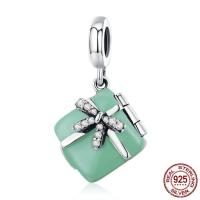 Thailand Sterling Silver European Pendant gift shape without troll & enamel & with cubic zirconia Sold By PC