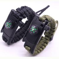 Survival Bracelets Polyester Cord with Plastic Built-in Blade & with a fire stick & with whistle & with compass & Unisex 25mm Length Approx 9 Inch Sold By Lot