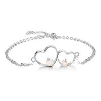 925 Sterling Silver Bracelet, with Opal, with 0.98lnch extender chain, Heart, oval chain & for woman, 28mm, Sold Per Approx 6.5 Inch Strand