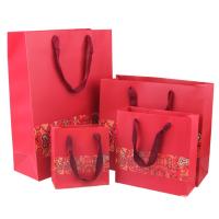 Gift Wrap Bags Paper with Nylon Cord durable red Sold By Lot