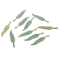 Zink Alloy Fjäder Halsband, Feather, blåelse, leda & kadmiumfri, 8x35mm, Hål:Ca 1mm, 30PC/Bag, Säljs av Bag