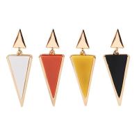 Zinc Alloy Clip Earring, met Hars, Driehoek, gold plated, voor vrouw, meer kleuren voor de keuze, 18x56mm, Verkocht door pair