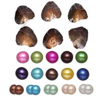 Freshwater Cultured Love Wish Pearl Oyster, Freshwater Pearl, Potato, 9 single beads random color and 1 double bead random color, Random Color, 7-8mm, 10PCs/Lot, Sold By Lot