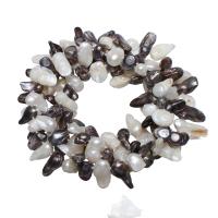 perle d'eau douce cultivée collier de chandail, avec laiton, pour femme, couleurs mélangées, 10x21x6mm, Vendu par Environ 43 pouce brin