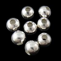 Jern smykker perler, Runde, sølvfarvet forgyldt, bly & cadmium fri, 6mm, Hole:Ca. 2-2.5mm, Ca. 3500pc'er/KG, Solgt af KG