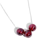 Natural Gemstone Necklace Brass with Garnet silver color plated box chain & for woman 11mm Sold Per Approx 18 Inch Strand