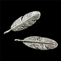 Zinc Alloy Feather Pendants antique silver color plated lead & cadmium free Approx 1mm Sold By Bag