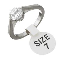 حجر الراين خاتم الإصبع الفولاذ المقاوم للصدأ, للمرأة & مع حجر الراين, اللون الأصلي, 6.50mm, حجم:7, تباع بواسطة PC