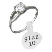 حجر الراين خاتم الإصبع الفولاذ المقاوم للصدأ, للمرأة & مع حجر الراين, اللون الأصلي, 6.50mm, حجم:10, تباع بواسطة PC