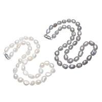 Gėlo vandens perlų Žalvaris grandinės karoliai, su Žalvarinis, natūralus, moters, daugiau spalvų pasirinkimas, 9x12mm, Parduota už Apytiksliai 17 Inch Strand