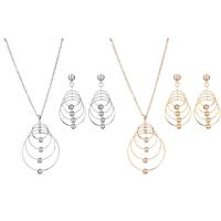 Zinc Alloy Jewelry Set earring & necklace with iron chain stainless steel post pin plated rolo chain & for woman lead & cadmium free Sold By Set