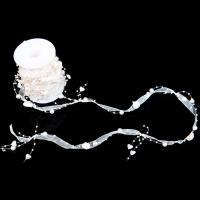 Tworzywa ABS perła Frezowanie Lina, ze Satynowa wstążka, biały, 8mm, około 10m/szpula, sprzedane przez szpula