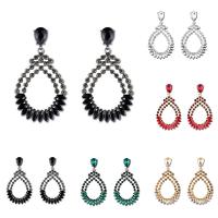 Zinc Alloy Drop Earrings with Glass stainless steel post pin plated for woman lead & cadmium free Sold By Pair