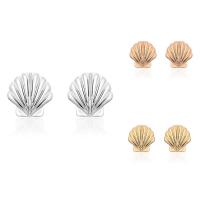 Zinc Alloy Stud Earring stainless steel post pin Shell plated for woman lead & cadmium free 13mm Sold By Pair
