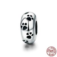 Thailand Sterling Silver European Bead Rondelle with bear paw pattern & without troll Approx 4.5-5mm Sold By PC