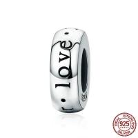 Thailand Sterling Silver European Bead, Rondelle, with letter pattern & without troll, 4x10mm, Hole:Approx 4.5-5mm, Sold By PC