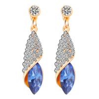 Crystal Earrings Zinc Alloy with Crystal brass post pin Teardrop gold color plated for woman & faceted & with rhinestone Sold By Pair
