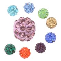 Rhinestone Clay Pave perle, glina Pave, Krug, različite veličine za izbor & s Rhinestone, više boja za izbor, Rupa:Približno 1mm, 100računala/Lot, Prodano By Lot