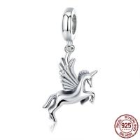 Thailand Sterling Silver European hängande, Unicorn, utan troll, 11x26mm, Hål:Ca 4.5-5mm, Säljs av PC