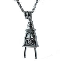 Titanium Steel Sweater Necklace titanium steel magnetic clasp Plug with skull pattern & box chain & for man & blacken 3mm Sold Per Approx 24 Inch Strand