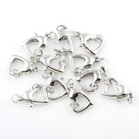 Brass Lobster Clasp Heart platinum color plated lead & cadmium free Sold By Bag