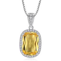 Austrian Crystal Necklace Brass with Austrian Crystal Rectangle platinum plated box chain & micro pave cubic zirconia & for woman & faceted nickel lead & cadmium free Sold Per Approx 15.5 Inch Strand