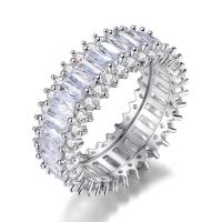Brass Finger Ring platinum plated Unisex & micro pave cubic zirconia nickel lead & cadmium free Sold By PC