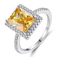 Austrian Crystal Finger Ring Brass with Austrian Crystal Square plated & for woman & faceted & with rhinestone nickel lead & cadmium free Sold By PC