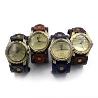 ユニセックス腕時計, レザー, とともに 亜鉛合金のダイヤル & ガラス, 青銅メッキ, ローマの番号を持つ & 調節の可能性がある, 無色, 44x44x7mm, 長さ 約 10.4 インチ, 10パソコン/ロト, 売り手 ロト