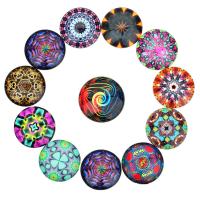 Glass Cabochons Flat Round time gem jewelry & mixed pattern & flat back Sold By Bag