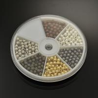 Jern smykker perler, med Plastboks, forgyldt, blandede farver, bly & cadmium fri, 4mm, Hole:Ca. 1mm, Ca. 350pc'er/Box, Solgt af Box