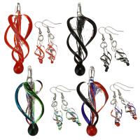 Lampwork Jewelry Set pendant & earring with Zinc Alloy silver color plated for woman 52mm Approx 8mm Sold By Lot