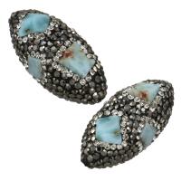 Clay Pave Beads with Larimar Olive with rhinestone Approx 1.5mm Sold By Lot