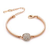 alliage de zinc bracelet, avec 5.5cm chaînes de rallonge, Placage de couleur d'or, pour femme & avec strass, sans plomb et cadmium, 12mm, Vendu par Environ 5 pouce brin