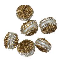 Clay Pave Beads, with Freshwater Pearl, with rhinestone, 12-13x8-10x12-13mm, Hole:Approx 1mm, 10PCs/Lot, Sold By Lot