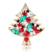 Zinc Alloy Brooch with Crystal Christmas Tree gold color plated Unisex & faceted Sold By PC