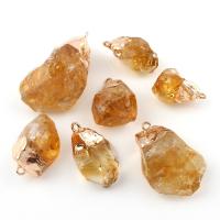 Citrine Pendant with Brass Nuggets gold color plated druzy style Approx 2mm Sold By Bag
