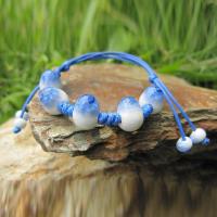 Porcelain Bracelet with Nylon Cord & Zinc Alloy silver color plated adjustable & for woman Sold Per Approx 6.5-8 Inch Strand