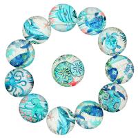 Glass Cabochons Flat Round time gem jewelry & mixed pattern & flat back & decal Sold By Bag