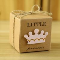 Kraft Wedding Candy Box, met Hennep, Duurzame & verschillende ontwerpen voor de keuze, 53x53x53mm, 50pC's/Lot, Verkocht door Lot