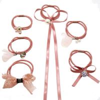 Ponytail Holder Nylon with ABS Plastic Pearl & Zinc Alloy mixed 50-60mm Sold By Set