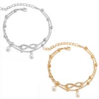 Zinc Alloy Anklet with Plastic Pearl with 2.75inch extender chain plated oval chain & for woman nickel lead & cadmium free Sold Per 7.87 Inch Strand