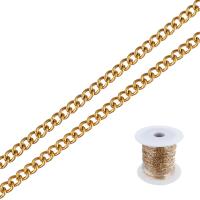 Nerezová ocel Oval řetěz, Nerez, s plastová špulka, barva pozlacený, různé velikosti pro výběr & Twist oválný řetězu, 25m/spool, Prodáno By spool