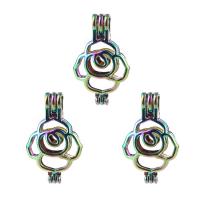 Brass Floating Locket Pendant Flower colorful plated for 8mm beads & It could be opened and beads could be put inside. & hollow nickel lead & cadmium free Approx 2-3mm Sold By Lot