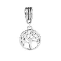 European Style Zinc Alloy Dangle Beads Tree platinum color plated without troll & hollow nickel lead & cadmium free Approx 4.5mm Sold By Lot