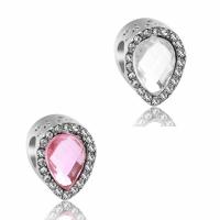 Zinc Alloy European Bead with Crystal platinum color plated without troll & faceted & with rhinestone nickel lead & cadmium free Sold By Lot