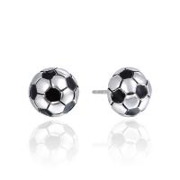 925 Sterling Silver Stud Earrings, Football, for woman, 9.7x9.7mm, 1/Pair, Sold By Pair