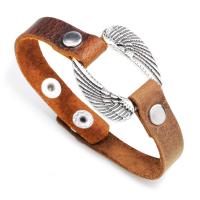 Cowhide Bracelet with Zinc Alloy Wing Shape silver color plated adjustable & for woman 12mm Sold Per Approx 9 Inch Strand