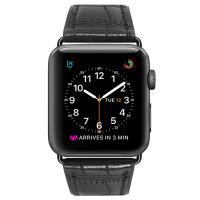 Leather Watch Band with Stainless Steel black ionic durable & for apple watch Length Approx 8.5 Inch Sold By PC